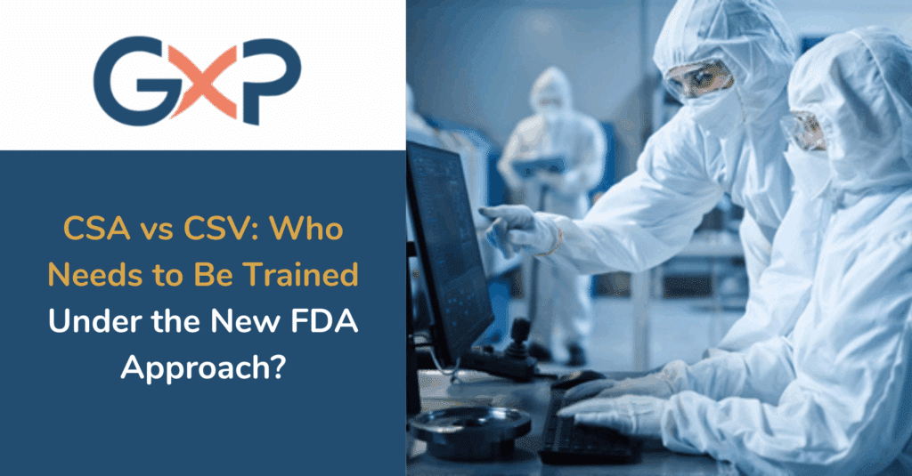 Formación en CSA vs CSV para el cumplimiento de la FDA: equipo revisando planes de cualificación de sistemas basados en el riesgo