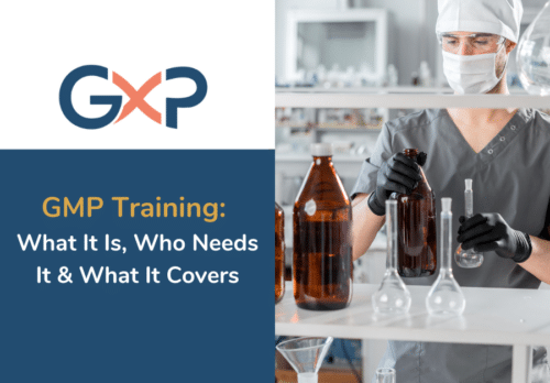 Pharmaceutical technician in a lab handling glassware